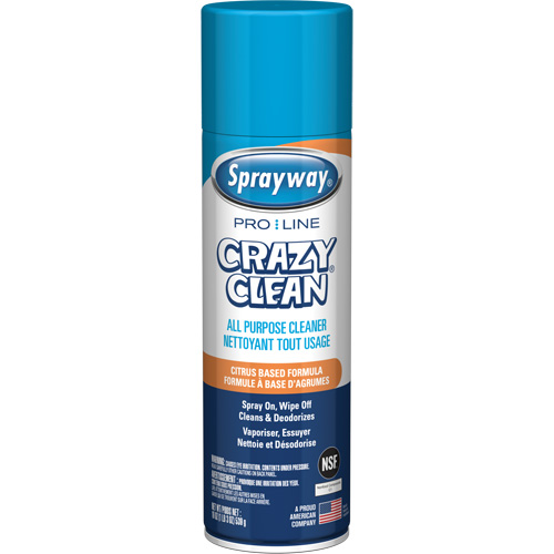 Pro Line Crazy Clean® All Purpose Cleaner, Case of 12, Aerosol Can, Container Size, 19 oz., White, Cloudy, Fragrance, Citrus, Shelf Life