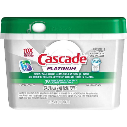 Platinum ActionPacs Dishwasher Detergent, Pack of 39, Pods, Container Size, 663 g, Fragrance, Fresh, 39