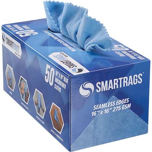 SmartRags® Heavy-Weight Cloth, Case of 400, Microfibre, Colour, Blue, 16" x 16", GSM, 275