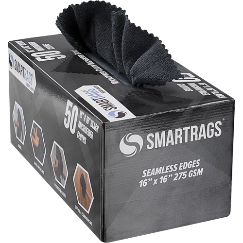 SmartRags® Heavy-Weight Cloth, Case of 400, Microfibre, Colour, Black, 16" x 16", GSM, 275