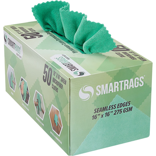 SmartRags® Heavy-Weight Cloth, Case of 400, Microfibre, Colour, Green, 16" x 16", GSM, 275