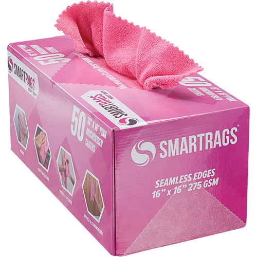 SmartRags® Heavy-Weight Cloth, Case of 400, Microfibre, Colour, Pink, 16" x 16", GSM, 275