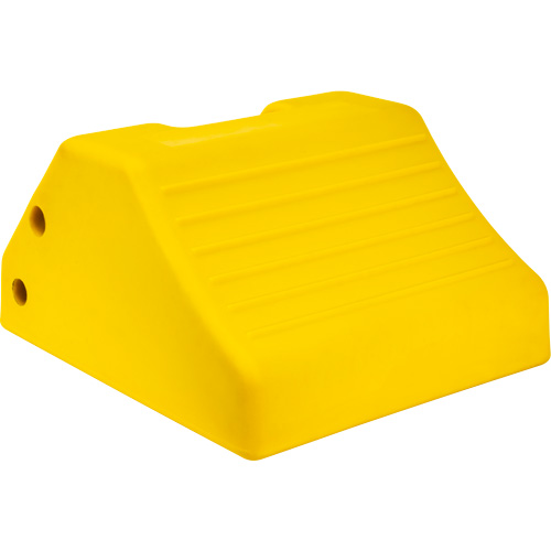 Heavy-Duty Wheel Chocks, Each, Urethane, Max. Tire Diameter, 105", Width, 15-1/2", Colour, Yellow, Depth, 1 Year Limited
