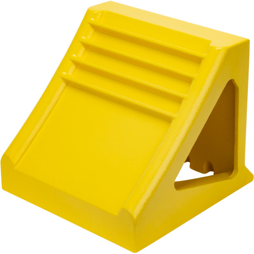 Iron Wheel Chocks, Each, 22-1/2", Width, 8-1/2", Colour, Yellow, Depth, 7-1/4", Height, 1 Year Limited