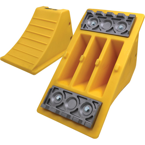 40 Ton Large Equipment Wheel Chock with Aluminum Cleats, Each, Urethane, Colour, Yellow