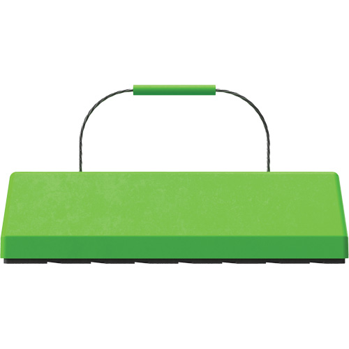 Checkers Safety™ SafeRay™  Aircraft Wheel Chock with Cable Handle & Rubber Pad, Material, Width, 24", Colour, Fluorescent Green, Depth, 8", Height, 6", Handle Material, Polyurethane, Weight, 16 lbs.