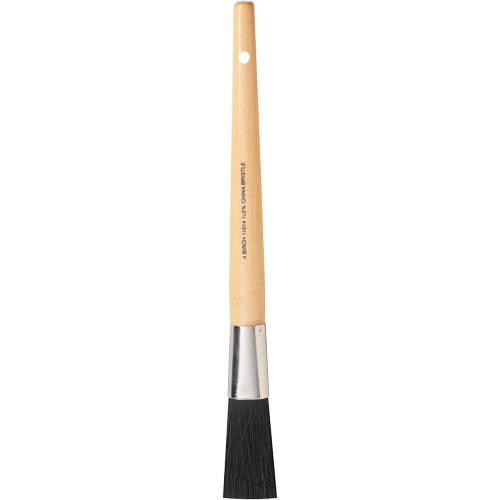 Birch Brush, Each, #4, Handle Material, Wood, Filament Material, Black China, Brush Thickness, 9/16", Length Out, Flat, Ferrule, Nickeled Steel