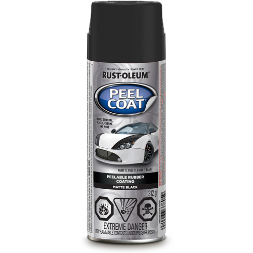Automotive Peelable Rubber Coating, Can, Aerosol Can, Colour Family, Black, Container Size, 312 g, Finish, Very Flat, Colour