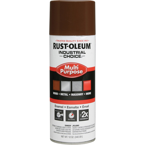 Industrial Choice® 1600 System Multi-Purpose Enamel Spray Paint, Can, Aerosol Can, Colour Family, Brown, Container Size, 16 oz., Net Volume, 12 oz., Finish, Leather Brown