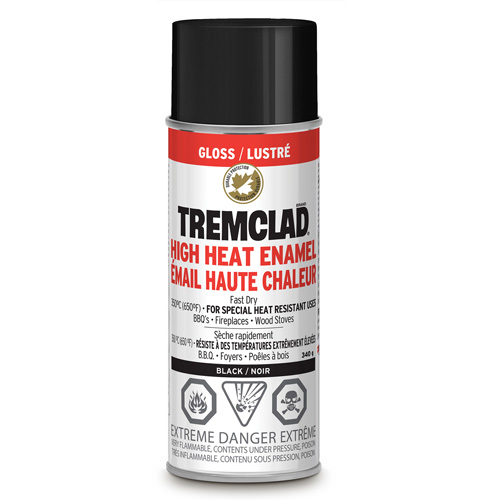 Tremclad® High Heat Enamel, Can, Aerosol Can, Colour Family, Black, Container Size, 340 g, Finish, Gloss, Colour, 550°C (1000°F)