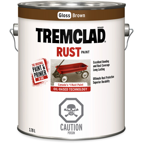 Tremclad® Oil Based Rust Paint, Can, Gallon, Colour Family, Brown, Container Size, 3.78 L, Net Volume, 3.78 L, Finish