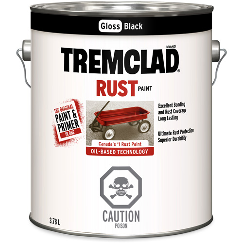 Tremclad® Oil Based Rust Paint, Can, Gallon, Colour Family, Black, Container Size, 3.78 L, Net Volume, 3.78 L, Finish