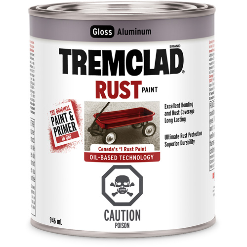 Tremclad® Oil Based Rust Paint, Can, Can, Colour Family, Silver/Aluminum, Container Size, 946 ml, Net Volume, 946 ml, Finish
