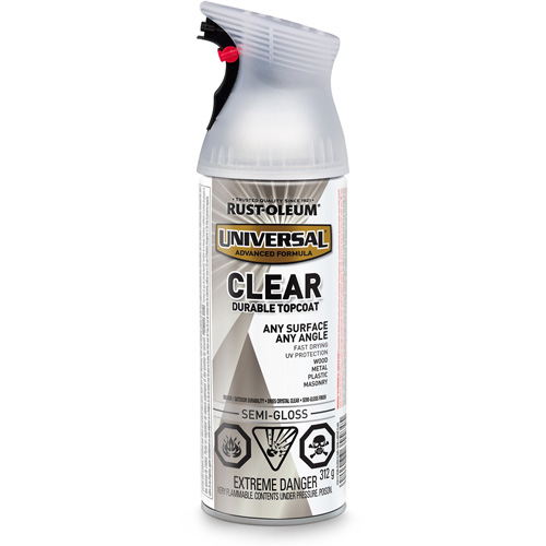 Universal® Top Coat Spray Paint, Container Type, Aerosol Can, Colour Family, Clear, Container Size, 340 g