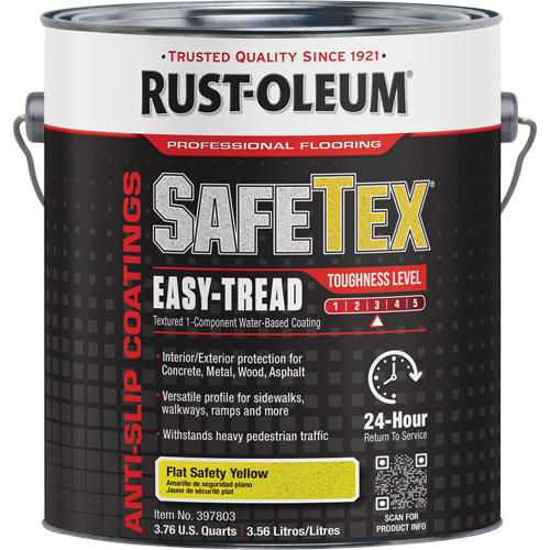 SafeTex® Easy-Tread Acrylic Coating, Pack of 2, Gallon, Colour Family, Yellow, Container Size, 1 gal., Net Volume, 1 gal., Finish, Safety Yellow, Toughness Level, 3, Dry Times at 70-80°F (21-27°C) and 50% Relative Humidity