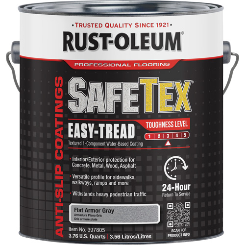 SafeTex® Easy-Tread Acrylic Coating, Pack of 2, Gallon, Colour Family, Grey, Container Size, 1 gal., Net Volume, 1 gal., Finish, Armor Grey, Toughness Level, 3, Dry Times at 70-80°F (21-27°C) and 50% Relative Humidity