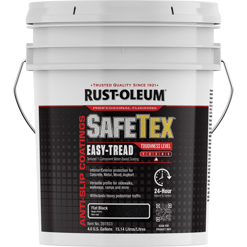 SafeTex® Easy-Tread Acrylic Coating, Each, Pail, Colour Family, Black, Container Size, 4 gal., Net Volume, 4 gal., Finish, Black, Toughness Level, 3, Dry Times at 70-80°F (21-27°C) and 50% Relative Humidity