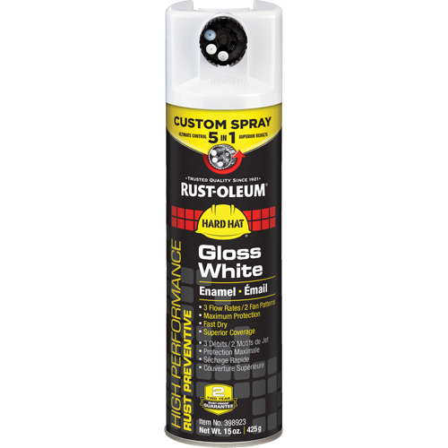 5-in-1 Rust Preventive Spray Enamel, Container Type, Colour Family, White, Container Size, 15 oz., Net Volume, 15 oz., Finish, Gloss, Temperature Resistance, Up to 93°C (200°F), Spray Patterns, Lock, High Output, Standard, Low Output, Vertical Fan, Horizontal Fan