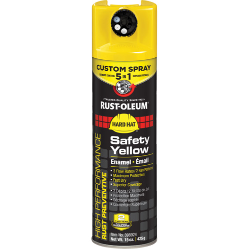 5-in-1 Rust Preventive Spray Enamel, Container Type, Colour Family, Yellow, Container Size, 15 oz., Net Volume, 15 oz., Finish, Gloss, Temperature Resistance, Up to 93°C (200°F), Spray Patterns, Lock, High Output, Standard, Low Output, Vertical Fan, Horizontal Fan