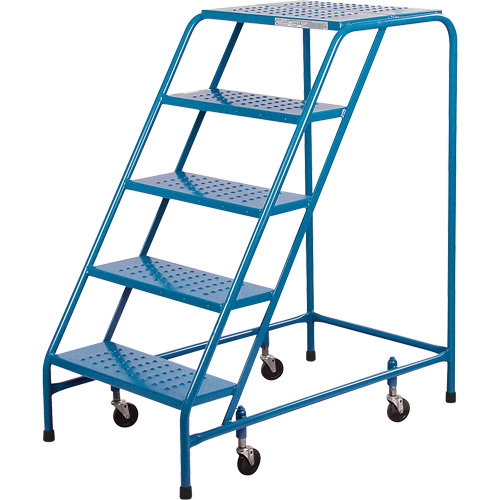 CSA-Certified Rolling Step Ladder, Each, 5, Platform Height, 46", Platform Depth, 16", Step Width, 22", Frame Material, 41", Base Width, 24", Top Step Depth