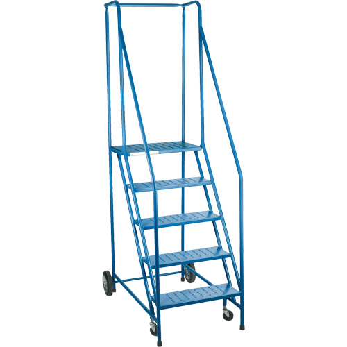 CSA-Certified Rolling Step Ladder, Each, 5, Platform Height, 46", Platform Depth, 16", Step Width, 22", Frame Material, CSA certified to the ANSI standard A14.7, Base Depth, 46", Base Width