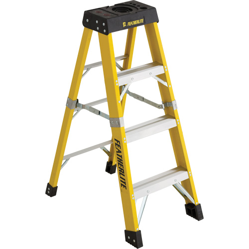 Industrial Heavy-Duty Stepladders (6400 Series), Nominal Height, 4', Material, Fibreglass, Capacity, 300 lbs., Base Width, 21.25", Approx. Weight, 15 lbs., Highest Standing Height, 23"