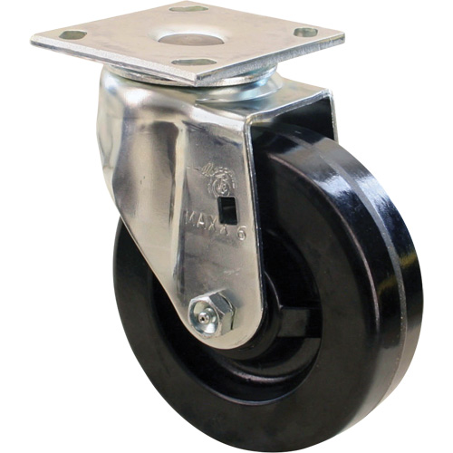Heavy-Duty EMaxx Kingpin Caster, Each, 6" (152.4 mm), Capacity, 1200 lbs. (544.3 kg.), Wheel Material, Phenolic, Caster Type, Swivel, Frame Material, Roller, Swivel Radius, 5", Overall Height