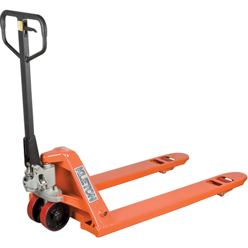 Heavy-Duty Manual Pallet Truck, Each, 36", Frame Width, 20.5", Capacity, 5500 lbs., Frame Material, Steel, Fork Width, Orange, Manufacturer's Warranty, 2 Years Limited