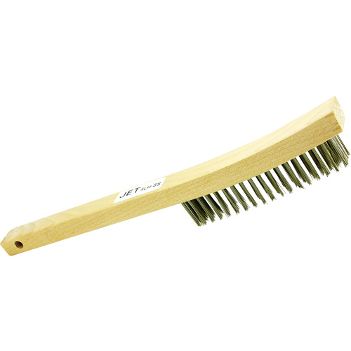 4LHSS 4-Row Long Handle Hand Wire Scratch Brush, Brush Length, 6", Overall Length, 13-3/4", Wire Rows, 4 x 19, Trim Length, 1-1/8", Brush Type, Long Handle, Brush Width, 15/16"