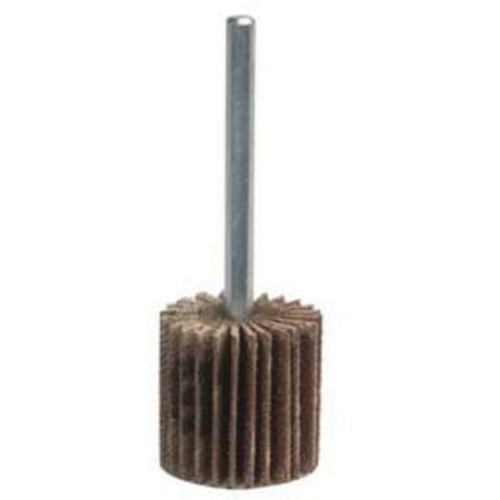 Mini Mounted Flap Wheel, Aluminum Oxide, 120 Grit, 1" x 1" x 1/4"