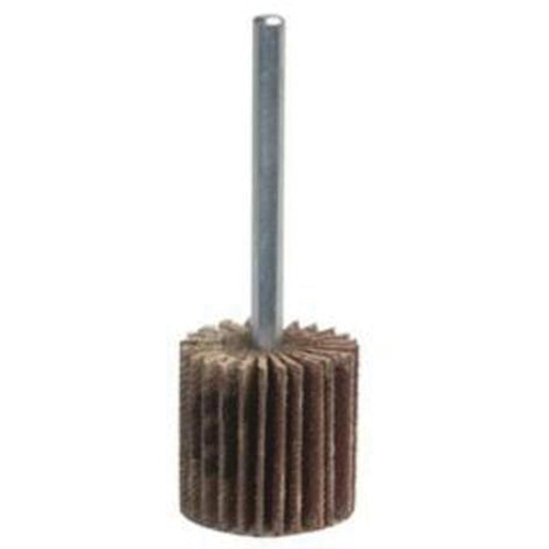 Mini Mounted Flap Wheel, Aluminum Oxide, 120 Grit, 1-1/2" x 1" x 1/4"