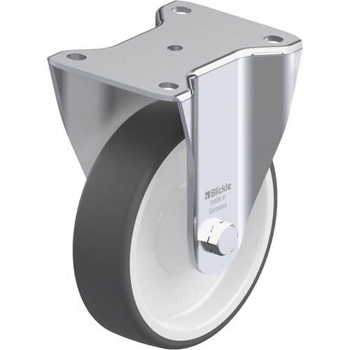 Caster, Wheel Diameter, 6-5/16" (160.3375 mm), Capacity, 1210 lbs. (550 kg.), Wheel Material, Polyurethane, Caster Type, Rigid, Wheel Colour, Natural White, Bearing Type, Roller