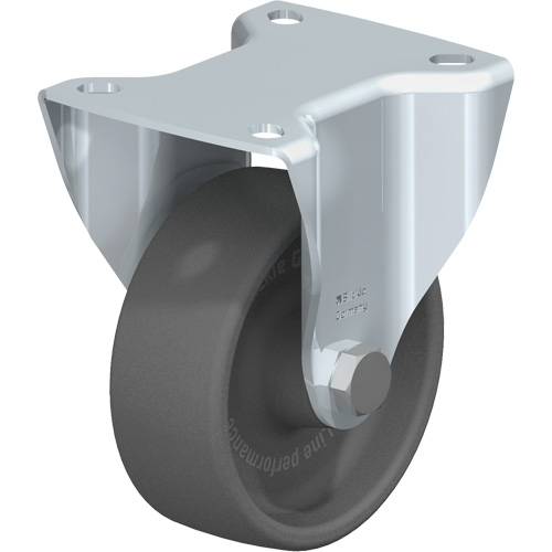 Caster, Wheel Diameter, 4" (101.6 mm), Capacity, 550 lbs. (249.5 kg.), Wheel Material, Heat-Resistant Thermoplastic, Caster Type, Rigid, Wheel Colour, Dark Grey, Bearing Type, Plain Bore