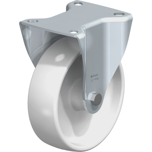 Caster, Wheel Diameter, 5" (127 mm), Capacity, 440 lbs. (199.58 kg.), Wheel Material, Nylon, Caster Type, Rigid, Wheel Colour, Natural White, Bearing Type, Plain Bore