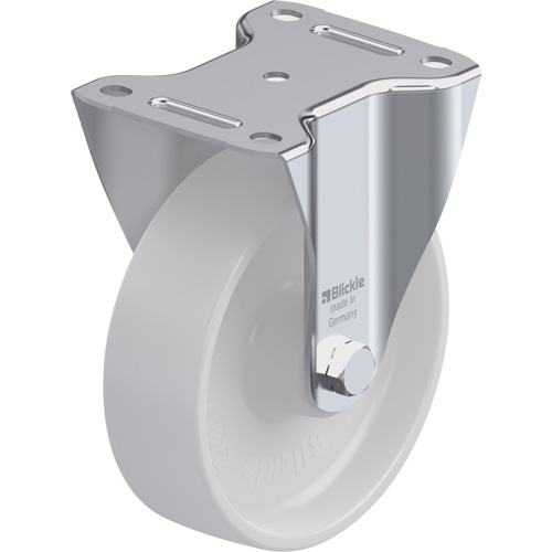 Caster, Wheel Diameter, 6-5/16" (160.3375 mm), Capacity, 880 lbs. (400 kg.), Wheel Material, Nylon, Caster Type, Rigid, Wheel Colour, Natural White, Bearing Type, Roller