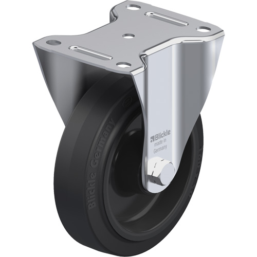 Caster, Wheel Diameter, 6-5/16" (160.3375 mm), Capacity, 880 lbs. (400 kg.), Wheel Material, Hard Rubber, Caster Type, Rigid, Wheel Colour, Black, Bearing Type, Roller