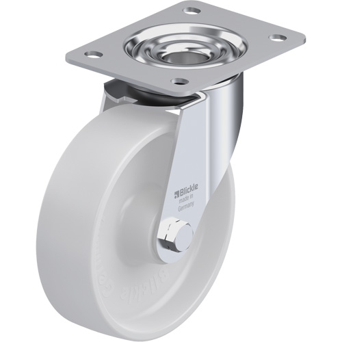 Caster, Wheel Diameter, 6-5/16" (160.3375 mm), Capacity, 660 lbs. (300 kg.), Wheel Material, Nylon, Caster Type, Swivel, Wheel Colour, Natural White, Bearing Type, Roller