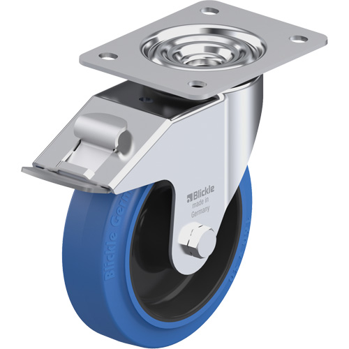 Caster, Wheel Diameter, 6-5/16" (160.3375 mm), Capacity, 660 lbs. (300 kg.), Wheel Material, Hard Rubber, Caster Type, Swivel with Brake, Wheel Colour, Black, Bearing Type, Roller