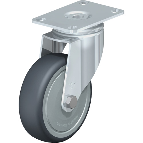 High-Quality Caster, Each, 4" (101.6 mm), Capacity, 240 lbs. (108 kg.), Wheel Material, Thermoplastic Rubber-Elastomer, Caster Type, Swivel, Frame Material, 85° Shore A, Bearing Type, Ball Bearing, Total Height