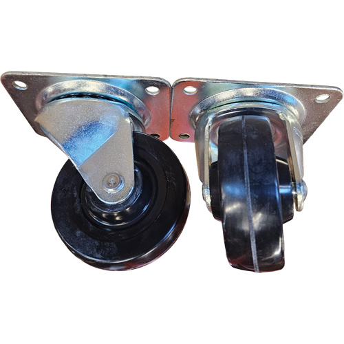 Plate Caster, Each, 4" (101.6 mm), Capacity, 225 lbs. (102 kg.), Wheel Material, Rubber, Caster Type, Swivel, Frame Material, 3-3/16", Overall Height, 5" (127 mm)