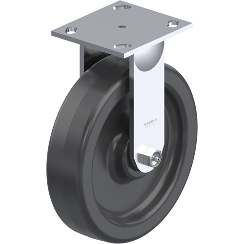 21 Series Medium-Duty Caster, Each, 8" (203.2 mm), Capacity, 1250 lbs. (567 kg.), Wheel Material, Phenolic, Caster Type, Rigid, Frame Material, Roller Bearing, Shore Hardness, 90° D, Tread Type