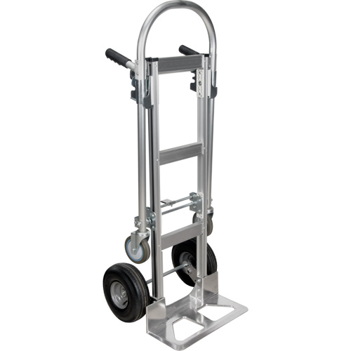 Convertible Hand Truck, Each, Dual, Frame Material, Aluminum, Nose Plate Dimensions, 18" W x 10" D, Wheel Material, Pneumatic, Wheel Size, 43" L x 12" W, Hand Truck Overall Height, 52", Manufacturer's Warranty