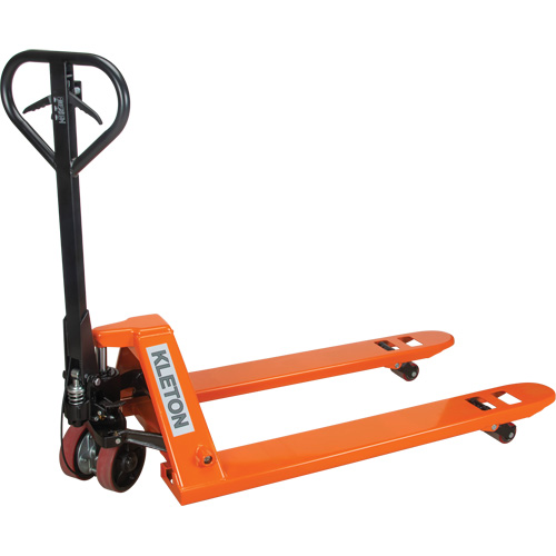 Heavy-Duty Brake Pallet Truck, Each, 48", Frame Width, 27", Capacity, 5500 lbs., Frame Material, Steel, Fork Width, Orange, Manufacturer's Warranty, 2 Years Limited