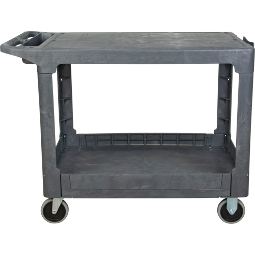 Flat-Shelf Utility Service Cart, Each, 2, Capacity, 550 lbs., Cart Material, Polypropylene, Overall Width, 25-1/4", Overall Height, 25-1/4" W x 44" L, Handle Height, 32-1/4", Manufacturer's Warranty