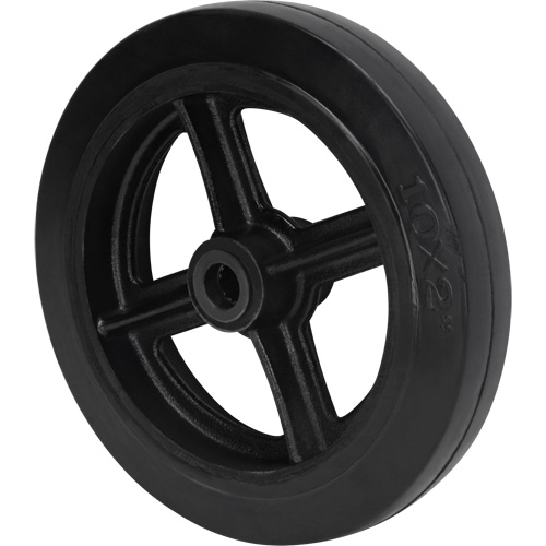 Mold-On Rubber Wheel, Each, 10" (254 mm), Capacity, 948 lbs. (430 kg), Bore Size, 3/4", Tread Width, 2" (50.8 mm), 1 Year Limited, Axle Shaft Length, 60.4 mm (2.38"), No. of Spools