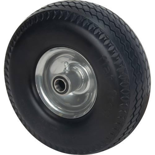 Flat Free Wheel, Each, 10" (254 mm), Capacity, 300 lbs. (136 kg.), Bore Size, 3/4", Tread Width, 3-1/2" (88.9 mm), 1.8 kg, Hub Length, 4", CBM