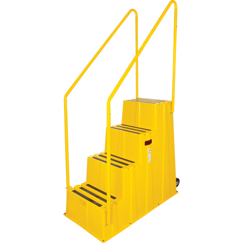 Industrial Step Stool, Each, 4, Overall Height, 65-1/8", Overall Length, 44", Overall Width, 22-1/4", 39-1/8", Step Height, 9-7/8", Material