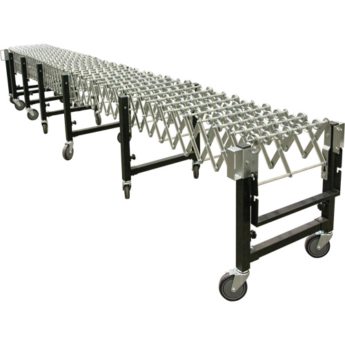 Expandable Conveyor, Each, 18", Conveyor Roller Type, Steel Skate Wheels, Capacity, 200 lbs. per lin. ft., Expanded Length, 12', Folded Length, 7, Adjustable Height, 28-1/2" - 41-1/2", Weight