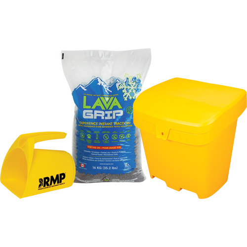 LavaGrip Traction-Aid Kit with 77 Bags, Each, 35.3 lbs. (16 kg), Container Type, Bag, 4.24 cu. ft., Container Colour, Yellow, With Hasp