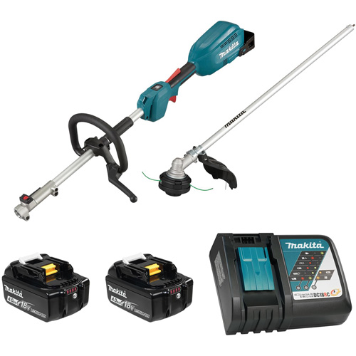 18V LXT Brushless Split Shaft Power Unit with EM409MP Kit, (2) 18V LXT (4.0 Ah) Li-Ion Battery BL1840B (196401-9); (1) Rapid Charger (DC18RC), Bump & Feed Trimmer Head (191R00-0); (1) Shoulder Harness (127508-0); (1) Hex Wrench 4 (783202-0); (1) Accessory Bag (831304-7); (1) Trimmer Attachment (EM409MP), Vibration Level, 2.5 m/s2, No Load Speed (High / Low)